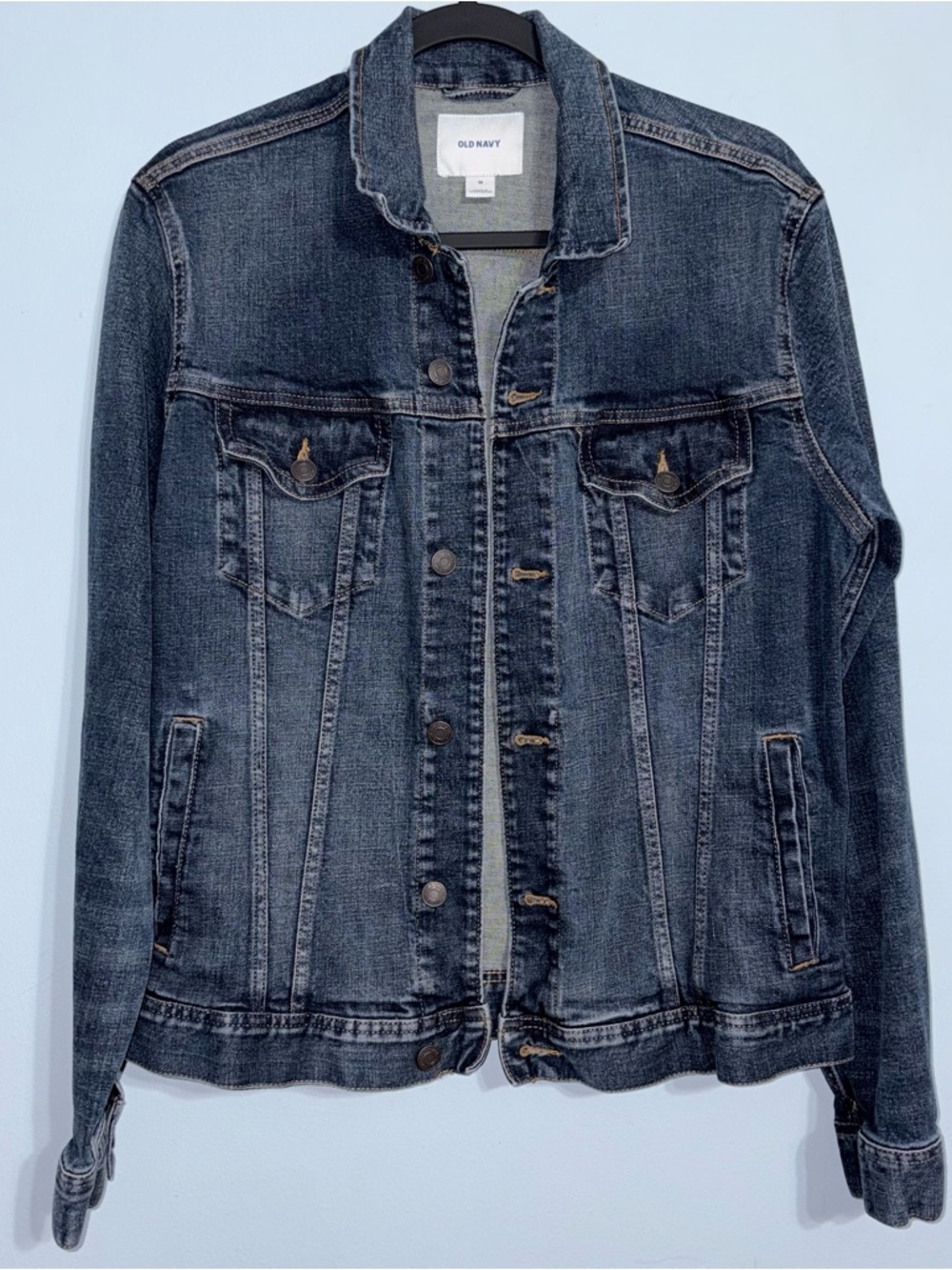 Mens M denim jacket utility steeet grunge dark structured sturdy minimalist fall